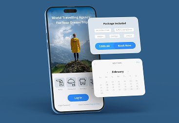 Aplicación web moderna en smartphone con interfaz de usuario, panel interactivo y funcionalidades avanzadas - webcastel